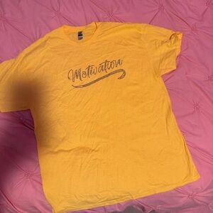 Gildan Yellow Rhinestone 'Motivation' Short Sleeve Tee